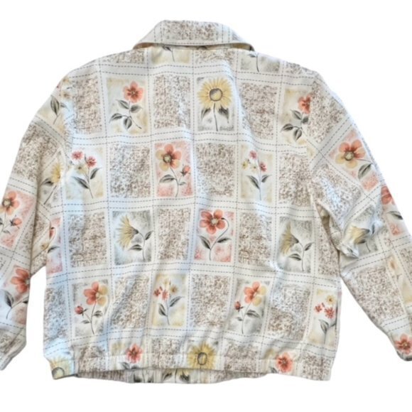 Alfred Dunner Jacket 16WP Floral Zip Up Lightweight Sunflower Beaded COTTAGECORE - Picture 3 of 10